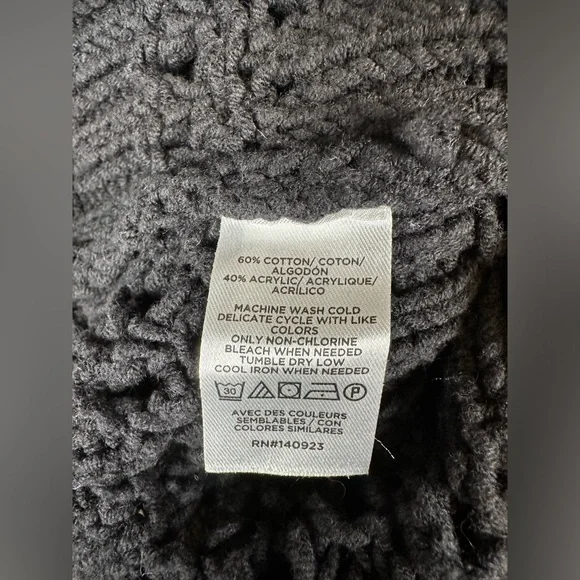 LOFT Women’s XS Black Open Stitch Knit Cardigan Button Front Sweater Crew Neck - Picture 6 of 12